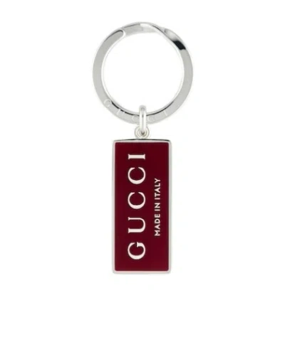 Gucci Trademark Enamel Keyring In Burgundy