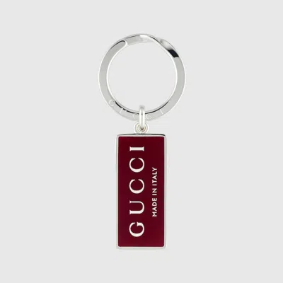 Gucci Trademark Enamel Keyring In Brown