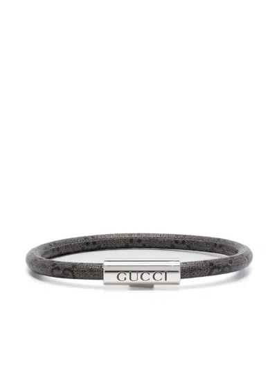 Gucci Trademark Gg Supreme Armband Aus Sterlingsilber In Gray