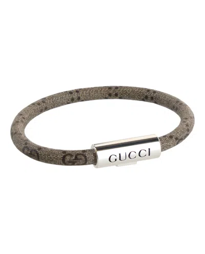 Pre-owned Gucci Trademark Gg Supreme Bracelet In Silver