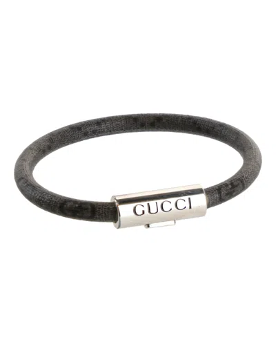 Pre-owned Gucci Trademark Gg Supreme Bracelet In Silver