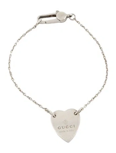 Pre-owned Gucci Trademark Heart Charm Bracelet, 6.25" In Multi