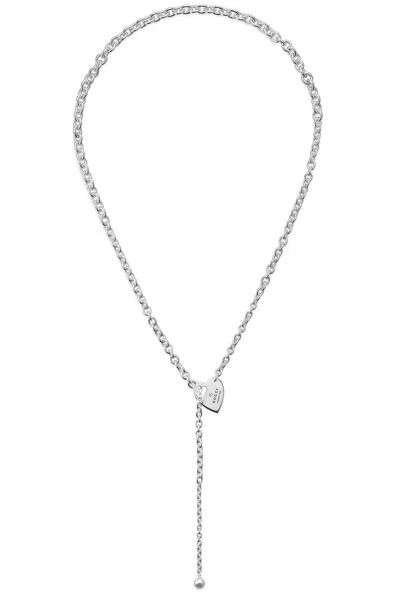 Gucci Trademark Heart Motif Lariat Necklace In Sterling Silver