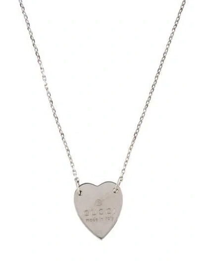 Pre-owned Gucci Trademark Heart Pendant Necklace, 18" In Multi