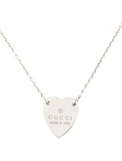 Pre-owned Gucci Trademark Heart Pendant Necklace, 19" In Multi