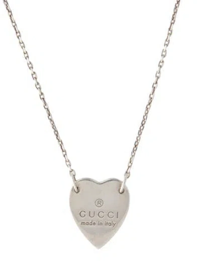 Pre-owned Gucci Trademark Heart Pendant Necklace, 19" In Multi