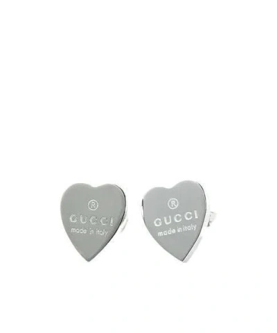 Gucci Trademark Heart-shaped Earrings In Silver