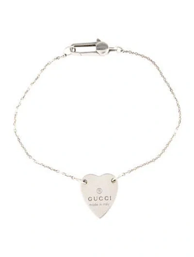 Pre-owned Gucci Trademark Heart Station Bracelet, 6.75" In Multi