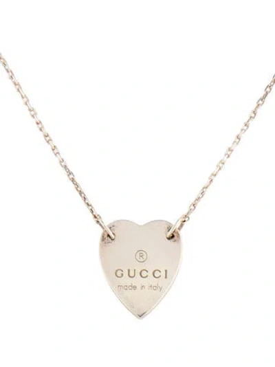 Pre-owned Gucci Trademark Logo Heart Pendant Necklace, 19" In Multicolor