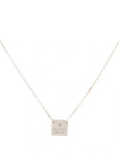 Pre-owned Gucci Trademark Square Pendant Necklace, 18.75" In Multi