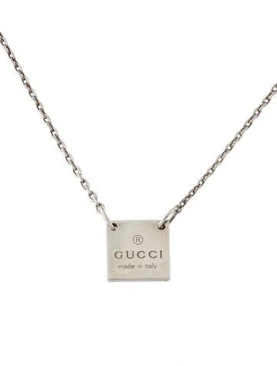 Pre-owned Gucci Trademark Square Pendant Necklace, 18.75" In Multi