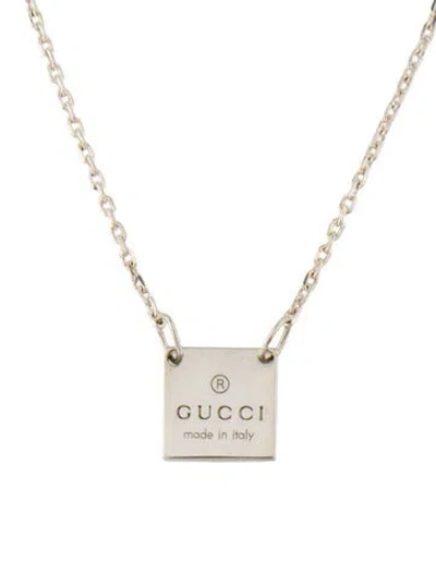 Pre-owned Gucci Trademark Square Pendant Necklace, 19" In Multicolor