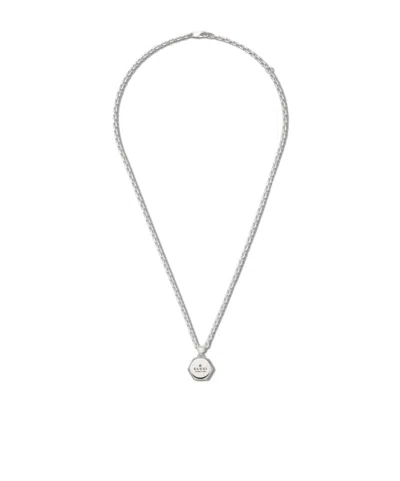 Gucci Womens Silver Trademark Sterling Silver Pendant Necklace