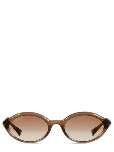 Gucci Translucent Acetate Frame Sunglasses With Bamboo Motif In Brown