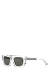 Gucci Rectangular Sunglasses Transparent Frame In Metallic