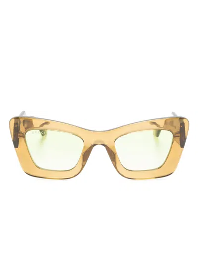 Gucci Transparent Oversize-frame Sunglasses In 褐色