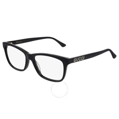Gucci Transparent Rectangular Ladies Eyeglasses Gg0731o 001 53 In Black