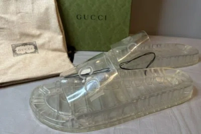 Pre-owned Gucci Transparent Rubber Sandals/slides Men's Size 10 (us 10.5) Authentic In Clear