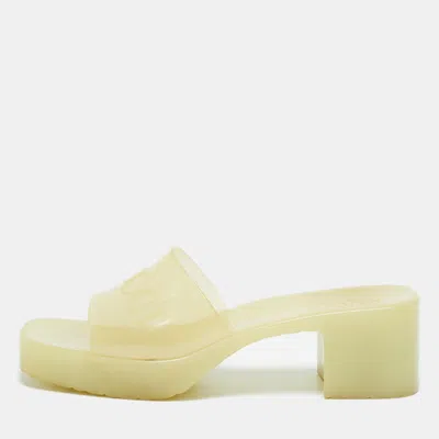 Pre-owned Gucci Transparent Rubber Slide Sandals Size 37