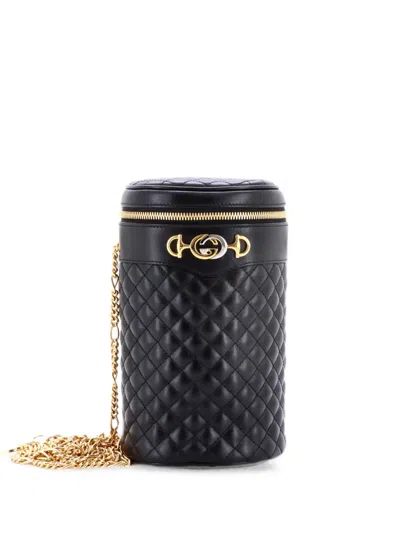 Pre-owned Gucci Trapuntata Belt Bag Quilted Leather Crossbody Bag In Black