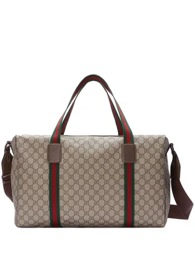 Gucci Supreme Fabric Duffle Bag With Leather Trims In Multi