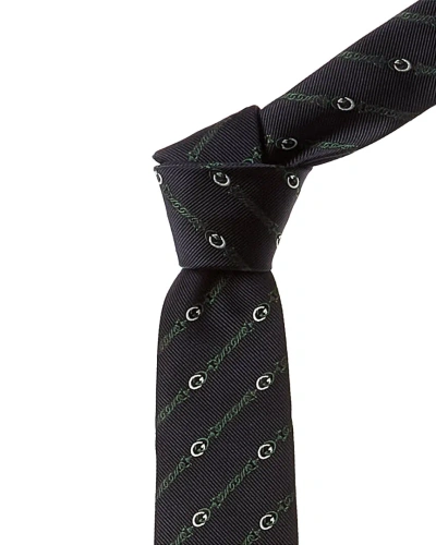 Gucci Treccissima Silk Tie In Blue