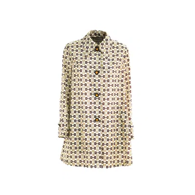 Gucci Horsebit-print Shell Coat In Beige