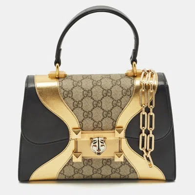 Pre-owned Gucci Tri Color Gg Supreme Canvas And Leather Osiride Small Top Handle Bag In Multi