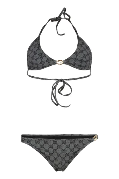 Gucci Triangle Bra Bikini In Black
