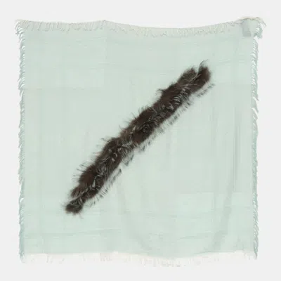 Pre-owned Gucci Triangle Scarf With Fur Trim