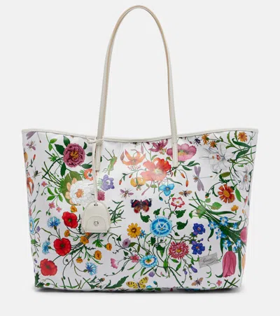 Gucci Tribeca Large Floral Canvas Shopper In White
