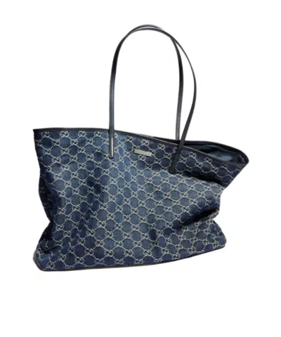 Gucci Denim Tote Bag Rectangular Shape Double Handles In Pink