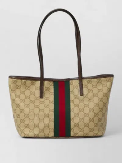 Gucci Tribeca Small Gg Fabric Shopping Bag In Sand