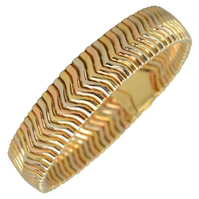 Pre-owned Gucci Tricolor Gold Herringbone Links Bracelet In Multi