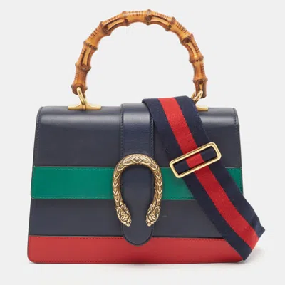 Pre-owned Gucci Tricolor Leather Medium Dionysus Bamboo Top Handle Bag In Multicolor