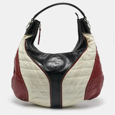 Pre-owned Gucci Tricolor Patent And Leather Medium Snow Glam Hobo