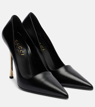 Gucci Trinity 120 Leather Pumps In Black