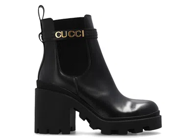 Pre-owned Gucci Trip Heeled Boots (women's) Sneakers In Black