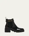 Gucci Leather Chelsea Boots With Tank Sole Heel 9 Cm In Noir