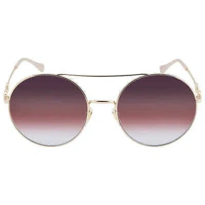 Pre-owned Gucci Triple Gradient Violet/brown/light Blue Round Ladies Sunglasses Gg0878s In Red