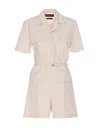 Gucci High Waist Belted Trousers With Patch Pockets In Beige