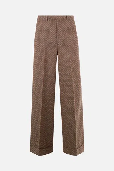 Gucci Trousers In Beige+brown