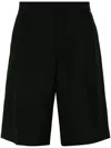 Gucci Black Wool-blend Bermuda Shorts With Web Detail In Black