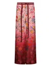 Gucci Floral Print Wide Leg Trousers With Elastic Waistband In Gold