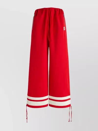 Gucci Trousers Striped Hem Elastic Waistband In Red