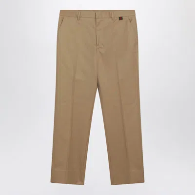 Gucci Beige Cotton Trousers With Web Detail Men In Nude
