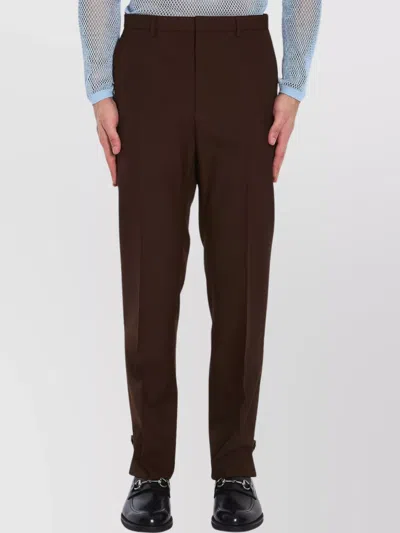 Gucci Trousers Wool Twill Side Vents In Brown