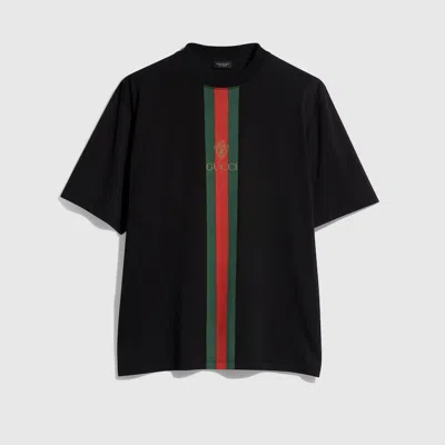 Gucci T-shirt Aus Baumwolljersey Mit Print In Black