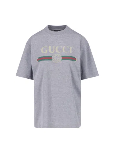 Gucci T-shirt Logo In Gray