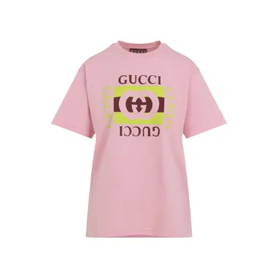 Gucci Graphic Logo Short Sleeve T-shirt In Pink